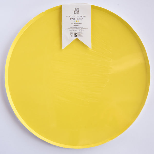 Platos Amarillos – Pack de 8 Platos de Cartón en Color Amarillo para Fiestas y Celebraciones