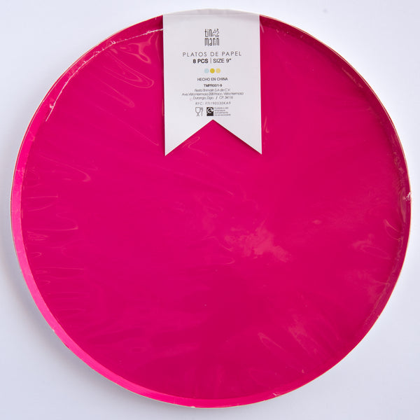 Platos Rosa Magenta – Pack de 8 Platos de Cartón para Fiestas Elegantes y Divertidas