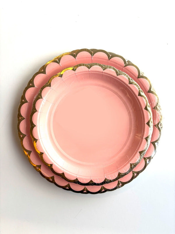 Platos Tea Party Rosa – Pack de 8 Platos de Papel Decorativos Estilo Vintage para Fiestas Elegantes