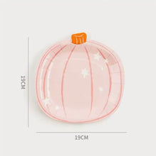 Platos Calabaza Rosa 7” – Platos Decorativos de Cartón para Fiestas de Otoño y Halloween (Pack de 8)