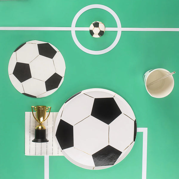 Platos Soccer – Pack de 4 Platos de Papel con Diseño de Balón de Fútbol para Fiestas Deportivas e Infantiles