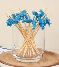 Palillos de Bambú Pescadito Azul para Aperitivos | Set Decorativo (x10)