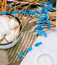 Palillos de Bambú Pescadito Azul para Aperitivos | Set Decorativo (x10)
