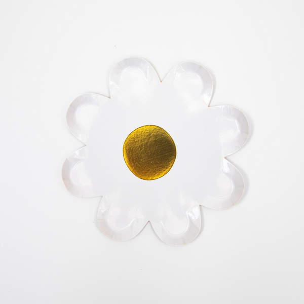 Platos Flor Blanca – Platos de Cartón con Forma de Flor para Fiestas Elegantes (Pack de 8)