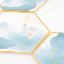 Platos Azul Acuarela – Pack de 8 Platos de Papel con Diseño Artístico y Elegante