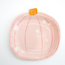 Platos Calabaza Rosa 7” – Platos Decorativos de Cartón para Fiestas de Otoño y Halloween (Pack de 8)