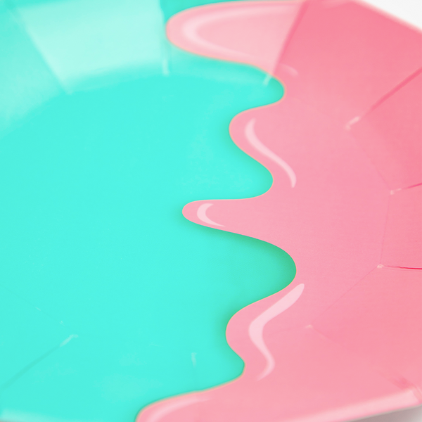 Platos Helado Derretido 7" – Pack de 8 Platos de Cartón con Diseño Divertido para Fiestas Infantiles