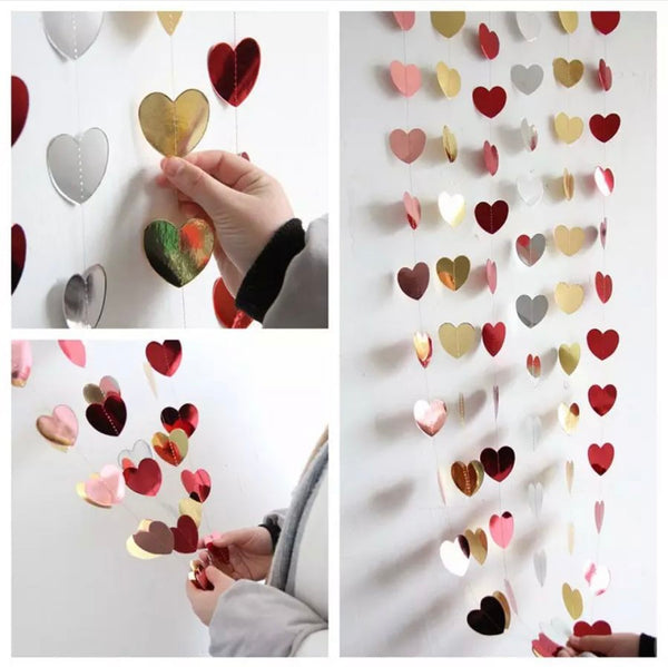 Guirnalda de Corazones – Decoración Romántica para San Valentín, Bodas y Fiestas Especiales