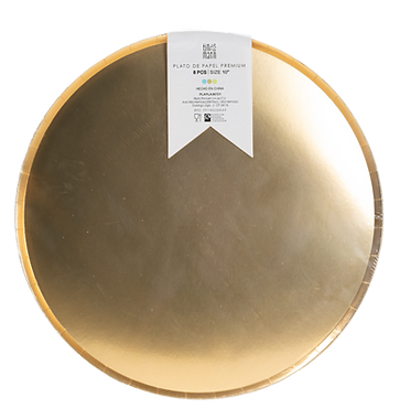 Platos Decorativos Dorado Foil (Paquete de 8)