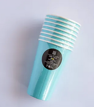 Vasos Grande Azul Claro – Pack de 8 Vasos de Papel de 16 oz para Fiestas Elegantes