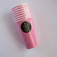 Vasos Grande Rosa Pastel – Pack de 8 Vasos de Papel de 16 oz para Fiestas Elegantes