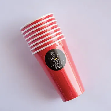 Vasos Grande Rojos – Pack de 8 Vasos de Papel de 16 oz para Fiestas y Celebraciones
